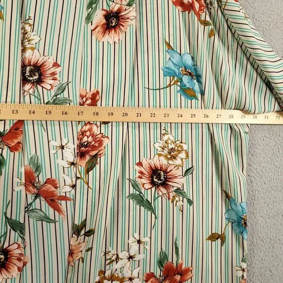 Umgee Cardigan Xl 1XL Mixed Pattern Striped Floral Print Open Front Duster - Picture 3 of 12